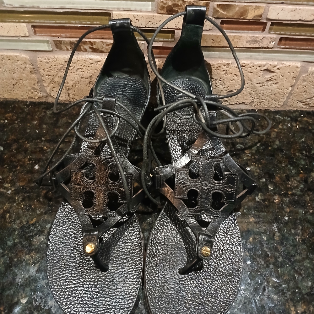 Tory Burch Black Leather Sandals
